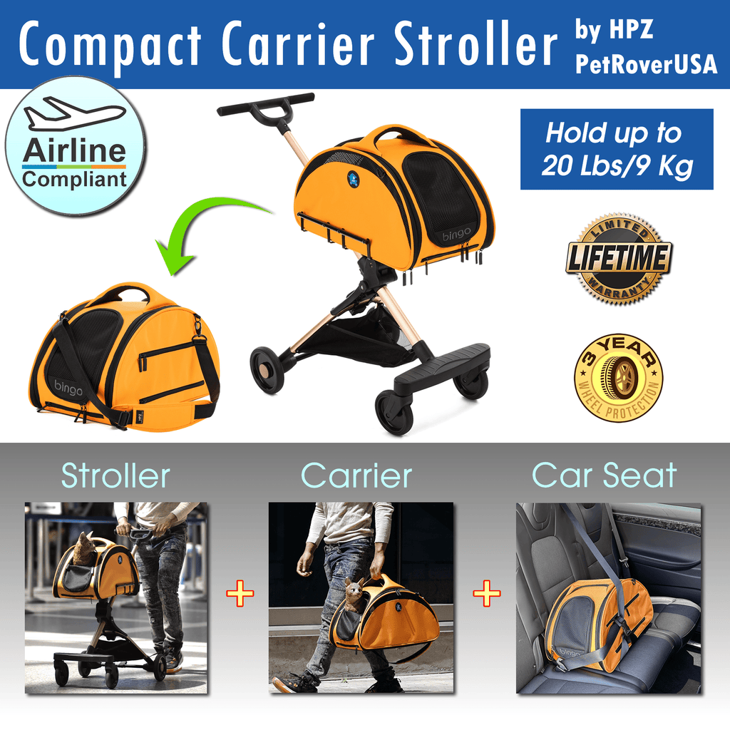 JetPaw: 3-in-One Pet Stroller with Removable Airline-Approved Carrier.  Expandable Rolling Pet Carrier-Backpack for Dogs & Cats