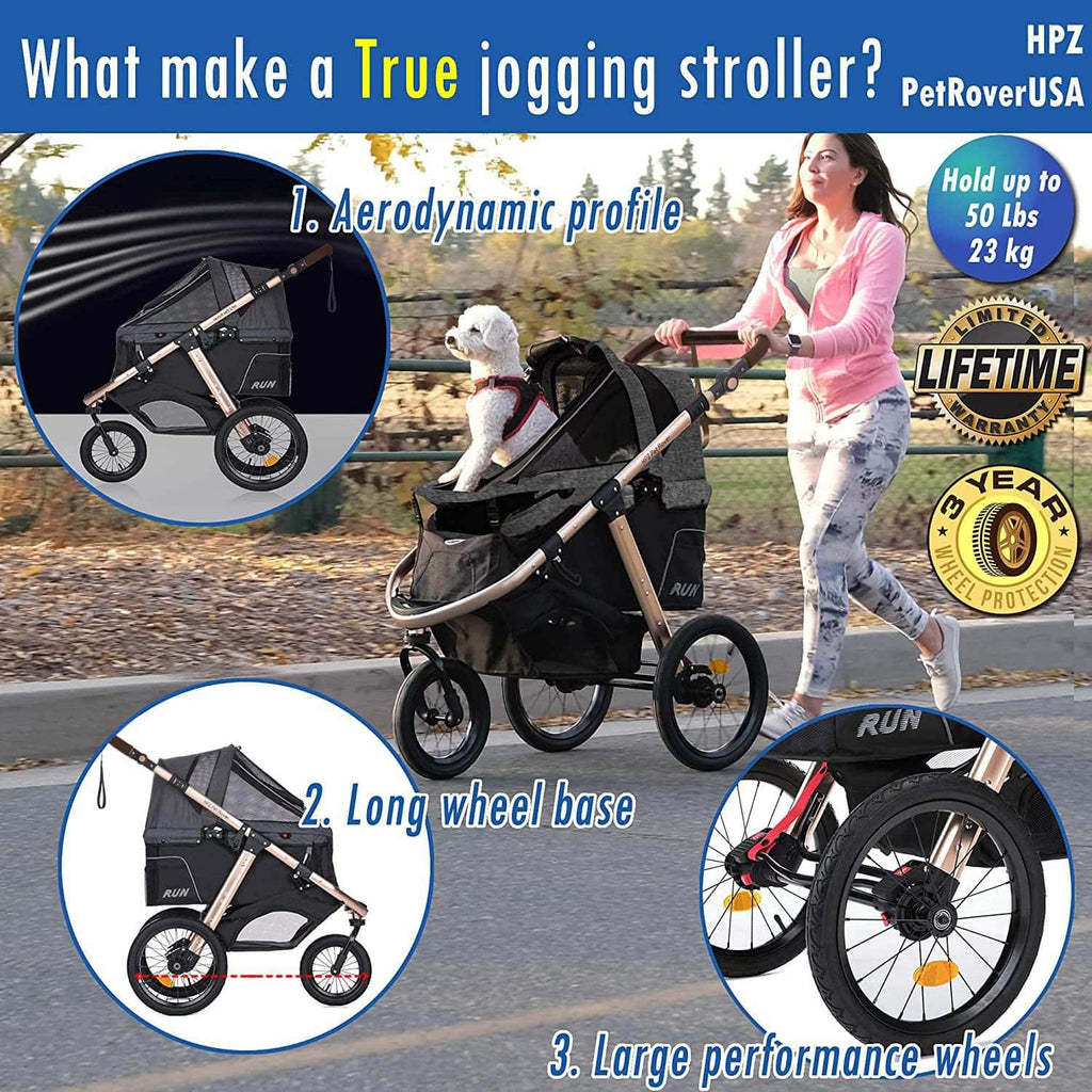 jogging stroller 75 lb weight limit Buy Black Pet Stroller for Small, Medium or Large Dogs & Cats– HPZ Pet Rover