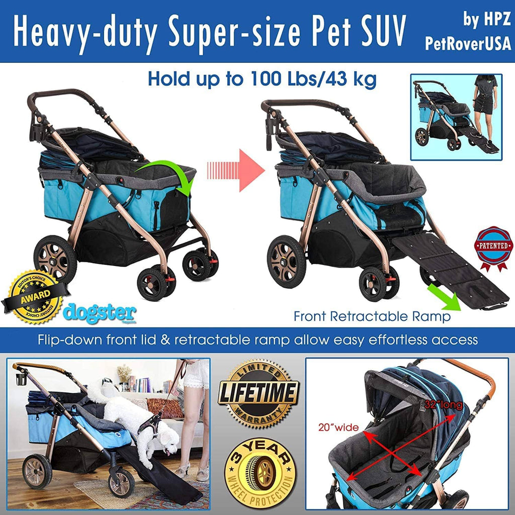 dog stroller 100 lbs Buy Blue Pet Stroller for Small, Medium or Large Dogs & Cats– HPZ Pet Rover