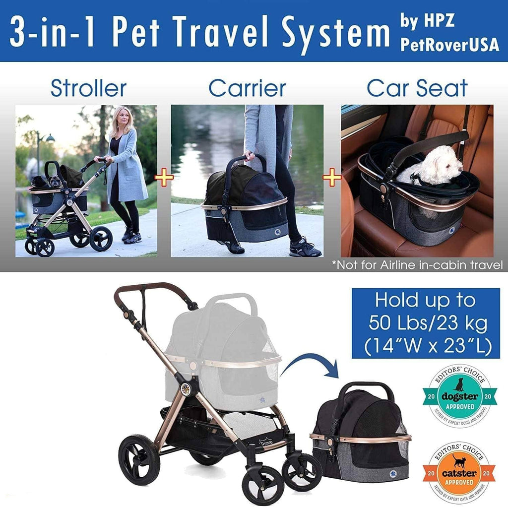 hpz pet rover prime 3-in-1 luxury dog/cat/pet stroller HPZ™ Pet Rover Prime Luxury 3-In-1 Stroller For Dogs & Cats– HPZ Pet Rover