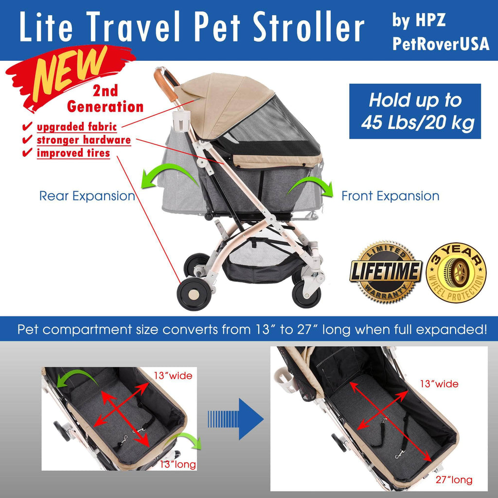 travel lite pet stroller HPZ™ PET ROVER LITE Premium Red Travel Stroller for Small/Medium Dog– HPZ Pet Rover