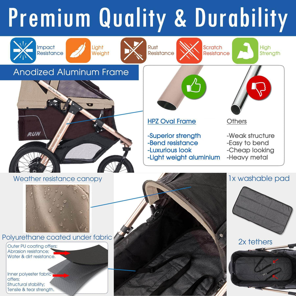 dog stroller cheapest Buy Taupe Pet Stroller for Small, Medium or Large Dogs & Cats– HPZ Pet Rover