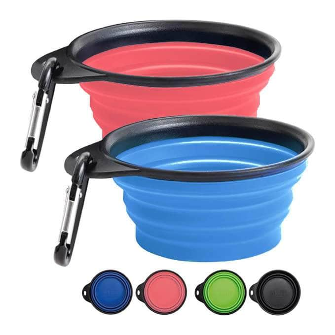 Hpz™ Collapsible Food & Water Travel Bowls (4-pack   Green, Red, Blue 