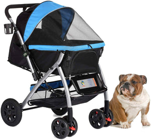 medium dog stroller for sale Blue No-Zip Stroller for Small, Medium & Large Pets (Dogs & Cats)– HPZ Pet Rover