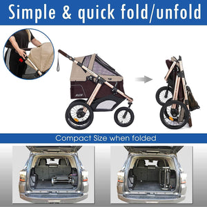Buy Taupe Pet Stroller for Small, Medium or Large Dogs & Cats– HPZ Pet Rover