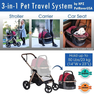 HPZ™ PET ROVER PRIME Luxury 3-in-1 Stroller for Small/Medium Dogs