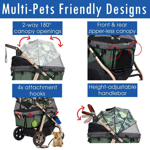 titan hd dog stroller Buy Green Camouflage Pet Stroller for Small, Medium or Large Dogs & Cats–  HPZ Pet Rover