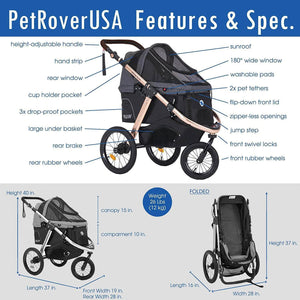 jogging stroller features Buy Black Pet Stroller for Small, Medium or Large Dogs & Cats– HPZ Pet Rover