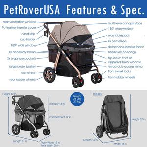 Buy Taupe Pet Stroller for Small, Medium or Large Dogs & Cats– HPZ