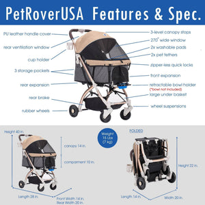 travel lite standard pet stroller HPZ™ PET ROVER LITE Premium Red Travel Stroller for Small/Medium Dog– HPZ Pet Rover
