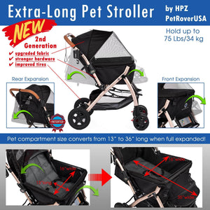 amazon large dog stroller Stylish & Premium Extra Large Purple Strollers for All Size Pets Black– HPZ Pet Rover
