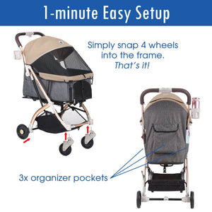 travel lite pet stroller HPZ™ PET ROVER LITE Premium Red Travel Stroller for Small/Medium Dog– HPZ  Pet Rover