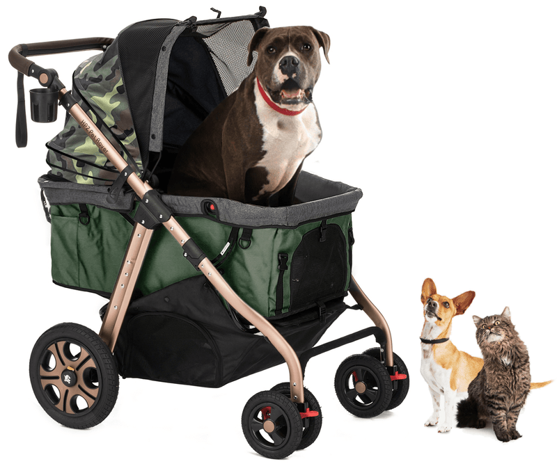 best all terrain dog stroller Buy Green Camouflage Pet Stroller for Small, Medium or Large Dogs & Cats– HPZ Pet Rover