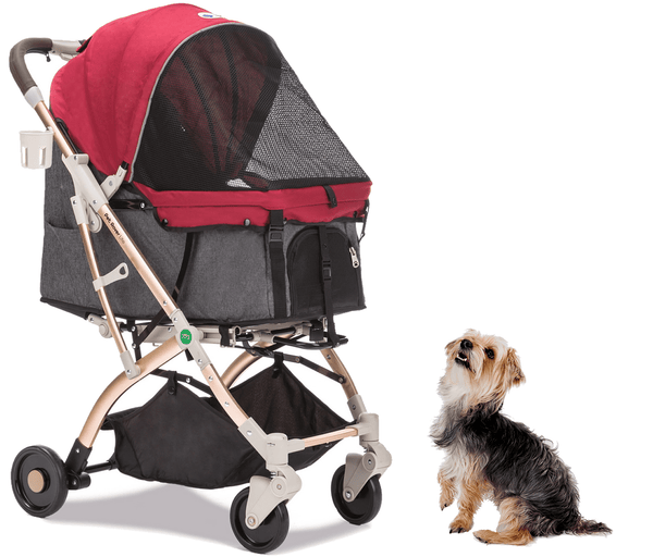 travel lite pet stroller HPZ™ PET ROVER LITE Premium Red Travel Stroller for Small/Medium Dog– HPZ Pet Rover
