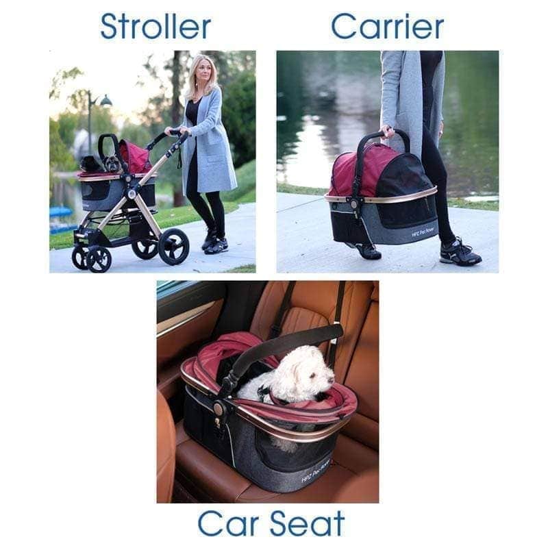 hpz pet rover prime 3-in-1 luxury dog/cat/pet stroller HPZ Luxury 3-in-1 Dog Cat Pet Carrier+Stroller Lifetime Warranty Taupe