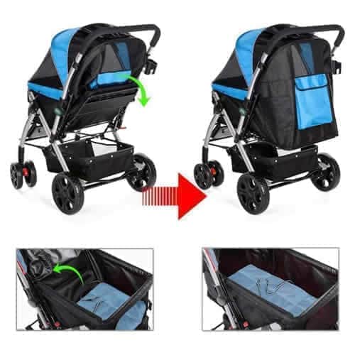 hpz pet rover premium heavy duty dog stroller Blue No-Zip Stroller for Small, Medium & Large Pets (Dogs & Cats)– HPZ Pet Rover