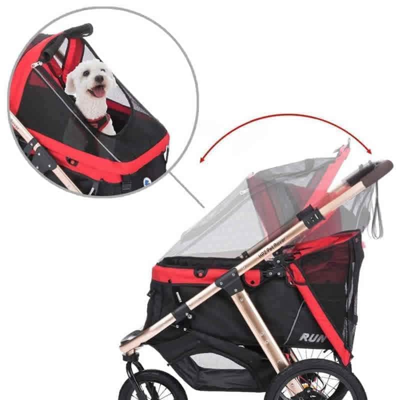 running stroller for dogs HPZ Black Foldable Pet Stroller with Retractable Canopy and Storage