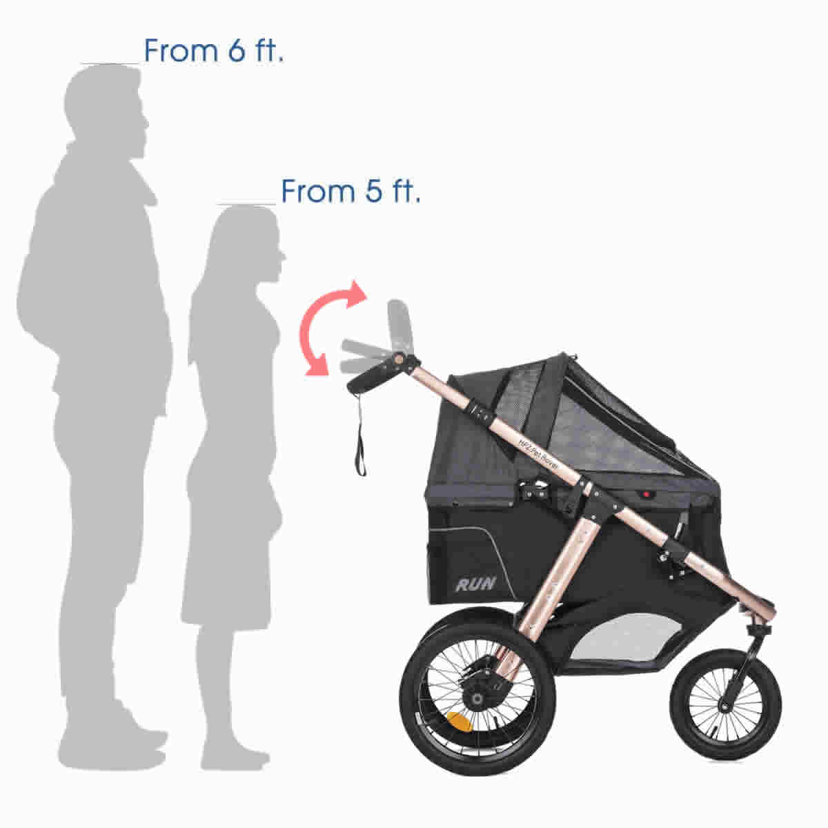 dog stroller for runners HPZ Black Foldable Pet Stroller with Retractable Canopy and Storage